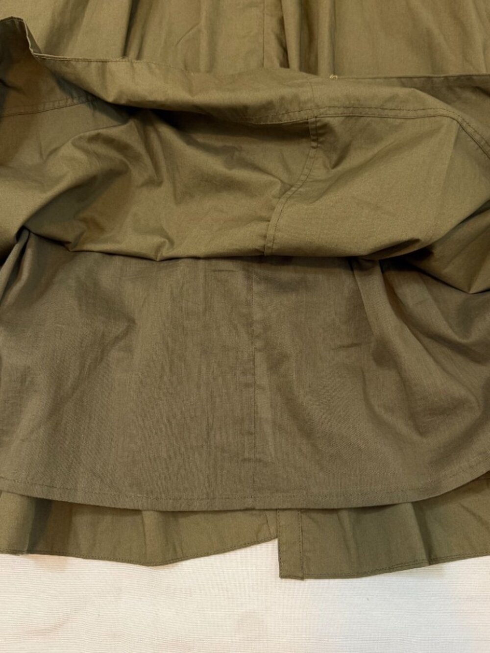 Ramy Brook Laura Dress L Olive Green Midi Puff Sleeve Smocked Waist NWT - Picture 8 of 8